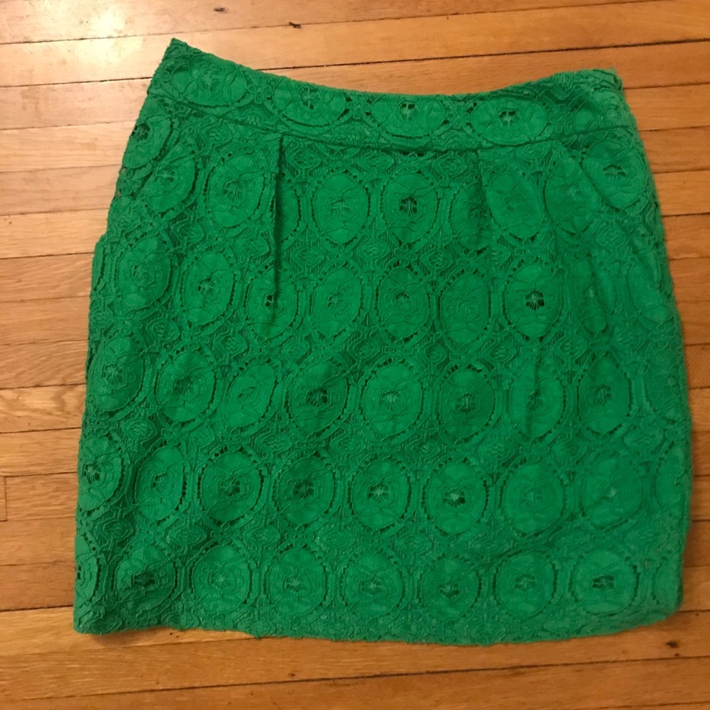 Anthropologie green lace skirt by Beth Bowley